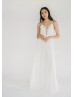 Spaghetti Straps Ivory Lace Chiffon Sweet Wedding Dress